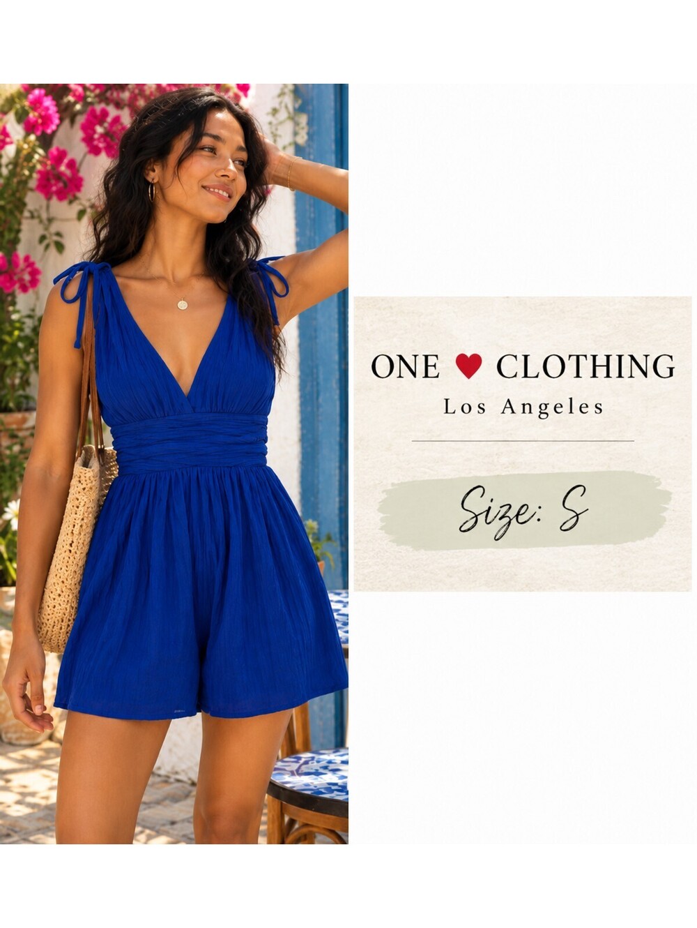 One Clothing | XS | Royal Blue Deep V Romper